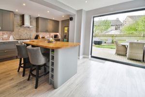 Breakfast bar and bifold doors out- click for photo gallery